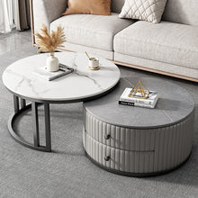 Load image into Gallery viewer, Round Nesting Coffee Table Set with Marble Top and Storage