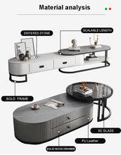 Load image into Gallery viewer, Modern Oval Coffee Table with Marble Top and Storage large duo