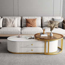 Load image into Gallery viewer, Modern Oval Coffee Table with Marble Top and Storage large duo