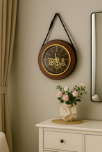 Load image into Gallery viewer, Wood and metal crafted nordic style belt clock for living room
