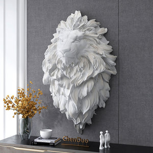 3D crafted majestic lion head for accent wall