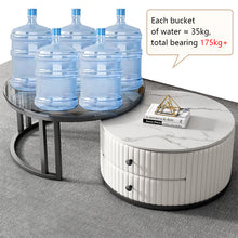 Load image into Gallery viewer, Round Nesting Coffee Table Set with Marble Top and Storage