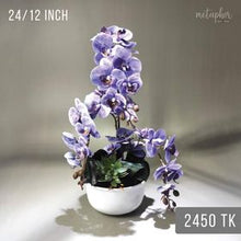 Load image into Gallery viewer, Artifical orchid arrangement in ceramic pot
