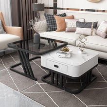 Load image into Gallery viewer, Sleek Modern Nesting Coffee Table Set with Marble Top and Storage