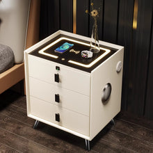 Load image into Gallery viewer, Smart Bedside Table with Touch Sensing LED Light, USB, Wireless Charger, Speaker, and Fingerprint Lock (24" x 16" x 16")