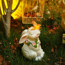 Load image into Gallery viewer, Solar Rabbit Garden Statues Garden Decor Bunny Holding a Butterfly Solar Light