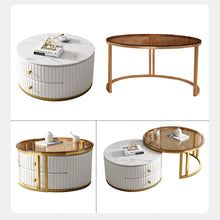 Load image into Gallery viewer, Round Nesting Coffee Table Set with Marble Top and Storage