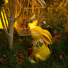 Load image into Gallery viewer, Solar Rabbit Garden Statues Garden Decor Bunny Holding a Butterfly Solar Light