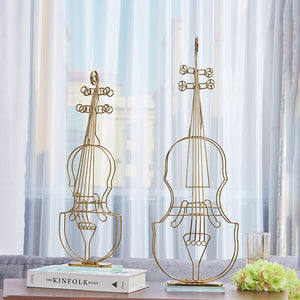 European Creative Home Ornament Hotel Room Decor Handmade Iron Metallic Violin Decoration holiday anniversary gift