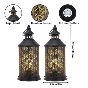 Black Hanging Battery Lamp Moroccan Festival Decorative Table Lamp Cordless Iron Lantern Set