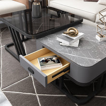 Load image into Gallery viewer, Sleek Modern Nesting Coffee Table Set with Marble Top and Storage