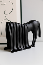Load image into Gallery viewer, Black Draped Horse Sculpture – Abstract Resin Decor for Modern Interiors