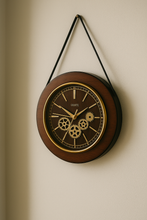 Load image into Gallery viewer, Wood and metal crafted nordic style belt clock for living room