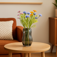 Load image into Gallery viewer, Elegant 20-Inch Artificial Floral Arrangement in Hourglass Glass Vase – Vibrant Blooms for Modern Home Decor