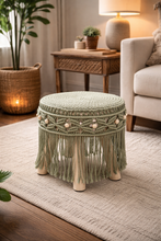 Load image into Gallery viewer, 🪑 Handwoven Macramé Stool | Boho Accent Seating