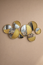 Load image into Gallery viewer, 🪞 Luxury Geometric Round Mirror Wall Art | Gold Finish (45×22 inch)