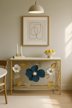 Load image into Gallery viewer, 🌸 Luxury Floral Metal Console Table | Gold Accent Furniture
