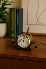 Load image into Gallery viewer, Vintage Airplane Table Clock – Antique Brass Metal Desk Decor