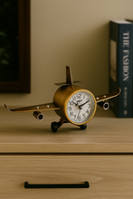Load image into Gallery viewer, Vintage Airplane Table Clock – Antique Brass Metal Desk Decor