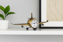 Load image into Gallery viewer, Vintage Airplane Table Clock – Antique Brass Metal Desk Decor