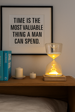 Load image into Gallery viewer, Minimalist Hourglass LED Lamp – Wooden Base | 8-Inch Decorative Timer Light
