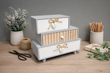 Load image into Gallery viewer, Elegant Wooden Jewelry Organizer Drawer | Vintage Vanity Storage Box | Decorative Dressing Table Organizer ( Ash white )