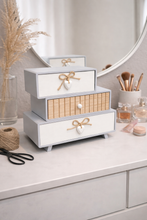 Load image into Gallery viewer, Elegant Wooden Jewelry Organizer Drawer | Vintage Vanity Storage Box | Decorative Dressing Table Organizer ( Ash white )