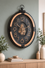 Load image into Gallery viewer, Oversized Industrial Luxe Wall Clock with Exposed Gear Design | 35 × 22 × 3 Inch