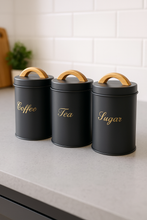 Load image into Gallery viewer, 🫖 Premium Cream Tea–Sugar–Coffee Canister Set