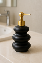 Load image into Gallery viewer, πͺ White Ripple Ceramic Soap Dispenser with Gold Pump