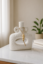 Load image into Gallery viewer, Textured white ceramic vase with wooden beads – MetaphorBD