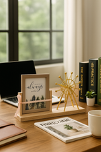 Load image into Gallery viewer, Wooden Photo Frame with Golden Wheel Décor – 7.5 × 11.5 × 2.5 inch | MetaphorBD