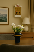 Load image into Gallery viewer, Luxury Navy Blue Ceramic Flower Vase with Gold Trim – Artificial Flower Arrangement | Home Decor Bangladesh