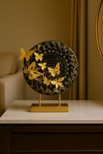 Load image into Gallery viewer, Gold Butterfly Metal Table Decor – Elegant Round Abstract Showpiece for Home & Office