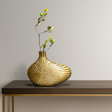 Load image into Gallery viewer, Golden Ceramic Decorative Vase Set – Modern Home Decor Accent (2-Piece Set)