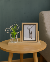 Load image into Gallery viewer, Cat shape wooden photo frame with plant holder for home and desk decor