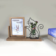 Load image into Gallery viewer, 🖼️ Cat Shape Wooden Photo Frame with Plant Holder