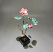 Load image into Gallery viewer, Elegant Ceramic Floral Sculpture - Pink & Green Lotus Decor