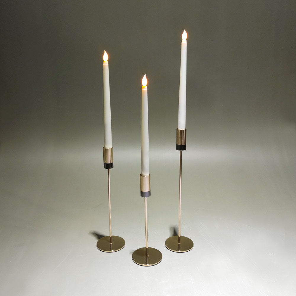 3 pcs metal candle stand with led candle