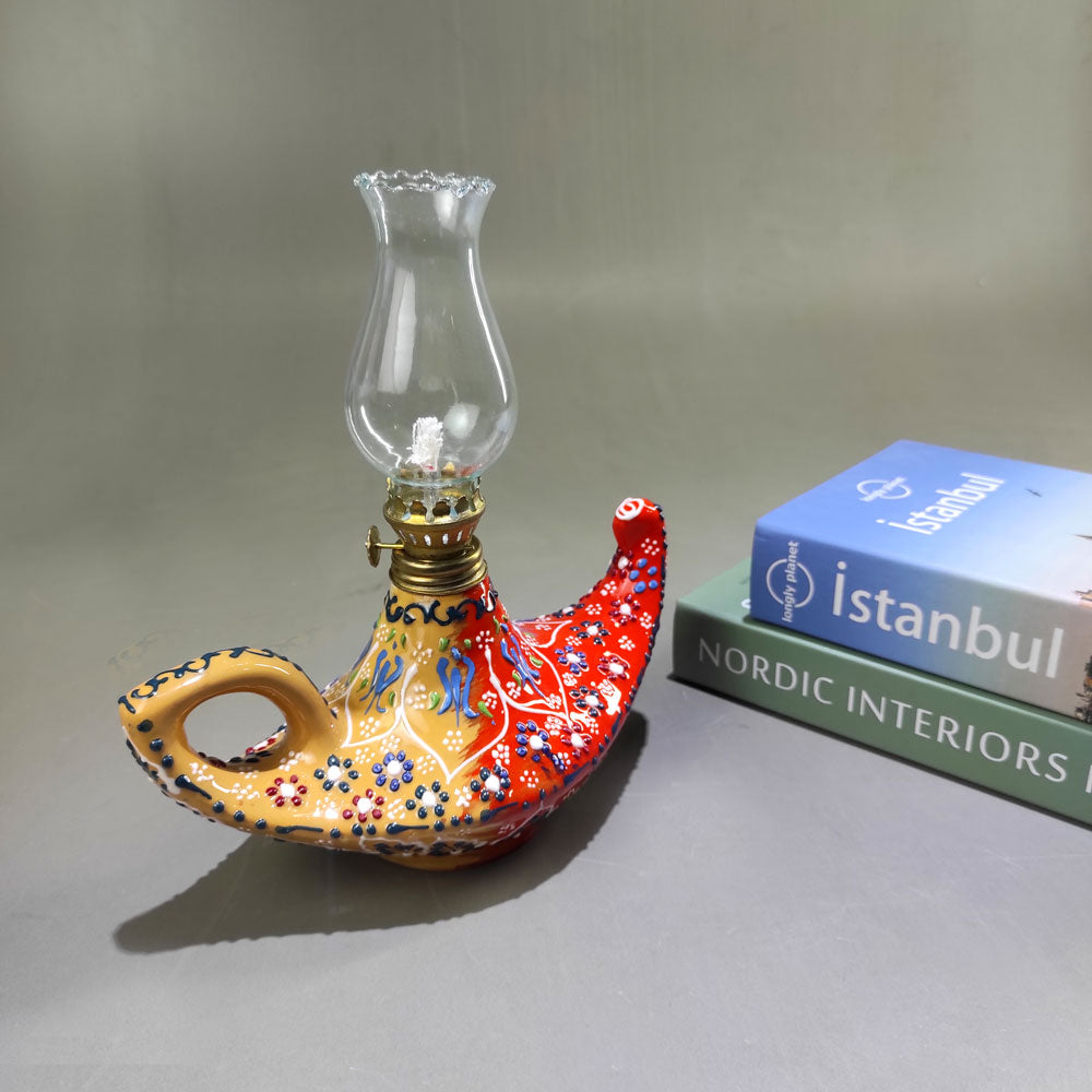 Turkish hand painted ceramic oil lamp