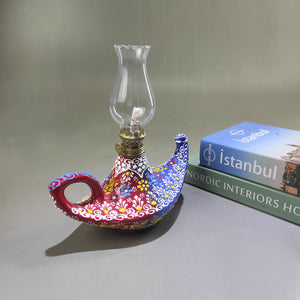 Turkish hand painted ceramic oil lamp