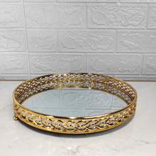 Load image into Gallery viewer, Luxury Gold Mirrored Tray - Elegant Round Decorative Tray
