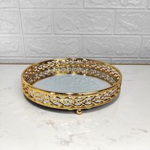 Load image into Gallery viewer, Luxury Gold Mirrored Tray - Elegant Round Decorative Tray