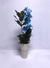 Load image into Gallery viewer, Elegant Blue Artificial Flower Arrangement in Decorative Garden Pot