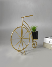 Load image into Gallery viewer, Elegant Gold Bicycle Planter with Artificial Mini Plant β A Unique Decorative Accent
