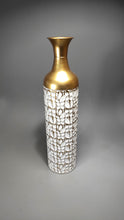 Load image into Gallery viewer, Gold & White Floral Embossed Decorative Vase – Elegant Home Accent