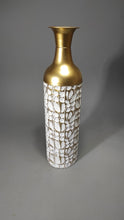 Load image into Gallery viewer, Gold & White Floral Embossed Decorative Vase – Elegant Home Accent