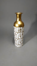 Load image into Gallery viewer, Gold & White Floral Embossed Decorative Vase – Elegant Home Accent