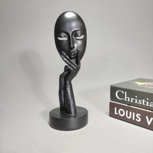 Load image into Gallery viewer, Abstract Face Mask Sculpture – Modern Black Resin Decor for Thoughtful Spaces