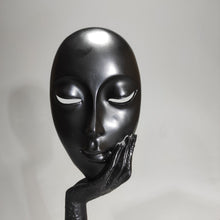 Load image into Gallery viewer, Abstract Face Mask Sculpture – Modern Black Resin Decor for Thoughtful Spaces